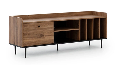 TV skříň Apallo 150 cm dub brandy castello originální design skříně na kovových nohách vysoké hrany horní části