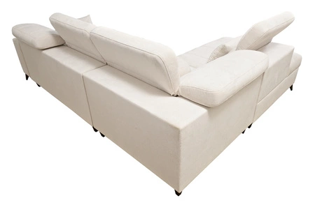 Rohová sedací souprava s funkcí spaní Penejos VII modrá levá stylová rohová sedací souprava s úložným prostorem na lůžkoviny pohodlné nastavitelné opěrky hlavy