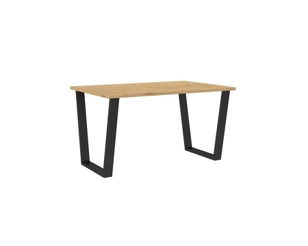 Stůl Woburn 138x90 cm řemeslný dub / černá jednoduchá forma nábytku obohacená stylovými černými nohami v loftovém stylu odolná proti rozlití deska