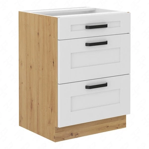 Stojící kuchyňská skříňka se zásuvkami Luis 60 D 3S BB skříňka odolná vůči páře, teplu a rozlitým tekutinám