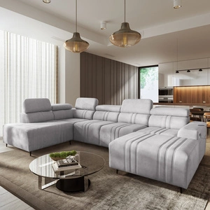 Rohová sedací souprava s funkcí spaní Castel VI šedý jasan pravá rohová sedací souprava pohodlná a elegantní se dvěma nádobami na lůžkoviny