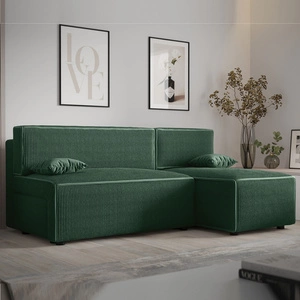 Rohová sedací souprava s funkcí spaní Brandon zelený pravý roh trojrozměrná tkanina s výrazným pruhem lůžkoviny kontejneru