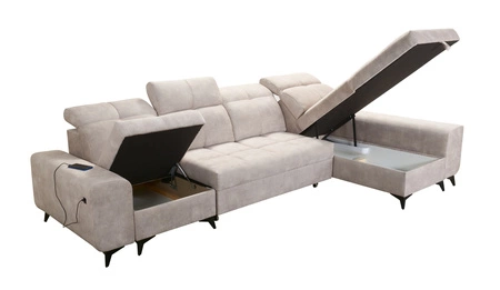 Rohová sedací souprava s funkcí spaní Buffalo XII grafitová pravá strana Stylová a funkční rohová sedací souprava s kontejnerem na lůžkoviny