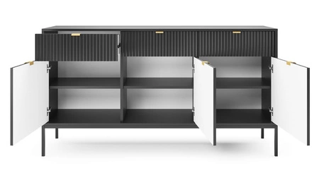 Černá zásuvková komoda Lovro 154 cm moderní design potěší milovníky osobitých interiérů