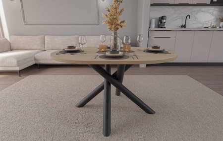 Lyon stůl 100x138 cm dub lindberg / černý stylový jídelní stůl na designových pavoučích nohách výškově nastavitelný