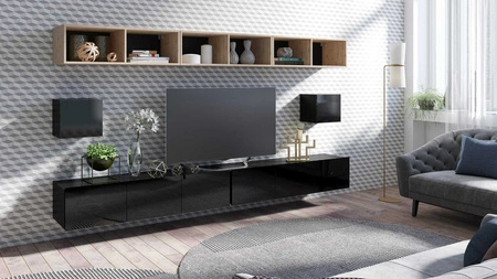 Nábytková nástěnná skříňka Apulia XXXIV černý lesk / dub artisan mimořádně stylová nábytková nástěnná skříňka jednoduché jednotky hodící se do každého interiéru