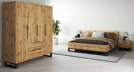 Postel Halle S 180x200 s úložným prostorem na lůžkoviny dub wotan stylový design ideální postel do ložnice kvalitní zpracování