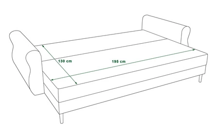 Pohovka Wilkins s funkcí spaní hořčice Elegantní pohovka do obývacího pokoje ve skandinávském stylu Zakřivené boky dodávají charakter