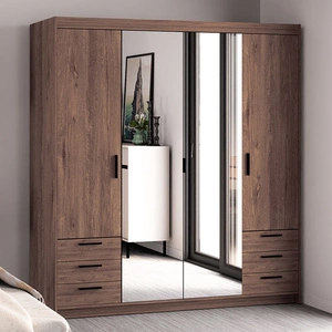 Šatní skříň Rene 176 cm dub lefkas stylový design ABS hrany šatní skříň se zrcadlem do ložnice nebo šatny prostorné zásuvky