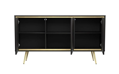 Komoda Nevea 150 cm černá grafit Elegantní komoda do obývacího pokoje s originálním a zajímavým designem a systémem otevírání dvířek push to open