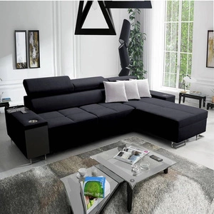 Rohová rozkládací pohovka Dafni černá pravá strana pletená pohodlí a funkčnost při každodenním odpočinku