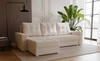 Rohová sedací souprava s funkcí spaní Světle béžová víceúčelová rohová sedací souprava Pablos s dekoračním prošíváním na sedáku v kontejneru na lůžkoviny