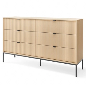 Komoda Lovro 154 cm dub vicenza moderní design potěší milovníky výrazných interiérů rýhovaná čela kovové úchyty