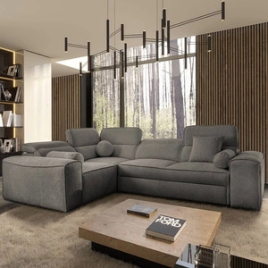 Rozkládací pohovka Viano II šedá levá designová rohová rozkládací pohovka, která se dokonale hodí do moderního bydlení