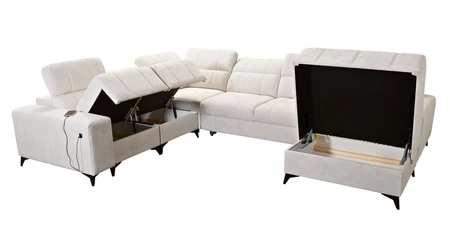 Rohová pohovka s funkcí spaní Penejos VIII zelená pravostranná stylová rohová rozkládací pohovka z odolné tkaniny