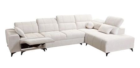 Rohová sedací souprava s funkcí spaní Penejos XI Lux béžová pravostranná stylová rohová sedací souprava s pohodlným výsuvným podnožníkem