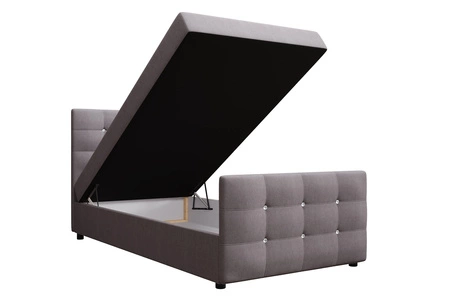 Šedá kontinentální postel Kansas 90x200 v moderním skandinávském stylu s čalouněným čelem a nohama