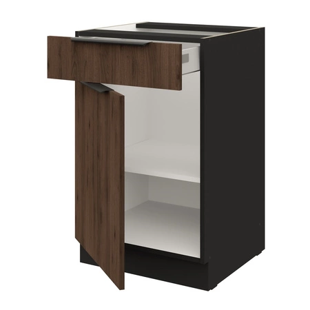 Stojící kuchyňská skříňka se zásuvkou a policí Brianza 50 D 1F 1S BB kovové hrany úchytek skříňka odolná proti vlhkosti a poškození