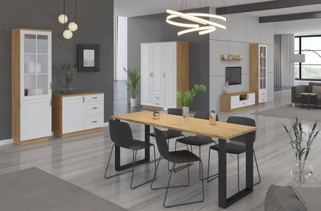 Šatní skříň Scandi 180 cm řemeslný dub / bílá funkční nábytek klasický design ideální šatní skříň do šatny nebo ložnice