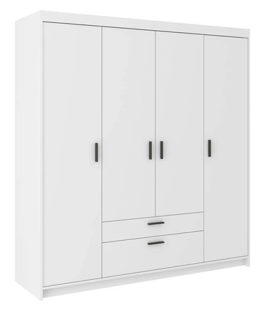 Šatní skříň Rene 176 cm bílá moderní design stylové úchyty v černé barvě