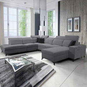 Kelly Sleek X šedá pravá rohová sedačka s funkcí spaní mimořádně elegantní rohová sedačka do obývacího pokoje s nastavitelnými opěrkami hlavy