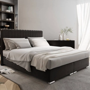 Černá kontinentální postel Sarona 180x200 v moderním skandinávském stylu s výrazným čelem
