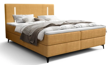 Kontinentální postel Norco 160x200 žlutá stylová postel s úložným boxem osvětlení v čele postele dodává jedinečný nádech