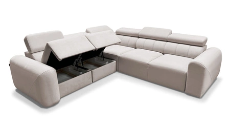 Cantare III rohová sedačka s funkcí spaní losos vlevo pohodlná a stylová rohová sedačka do obývacího pokoje dvě nádoby na lůžkoviny