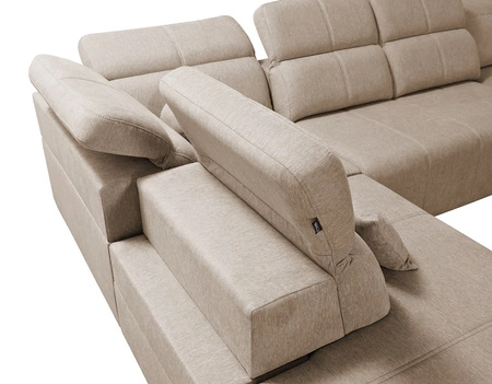 Rohová sedací souprava s funkcí spaní Tesalia V hnědá pravá komfortní rohová sedací souprava se zásuvkou a funkcí posuvného opěradla