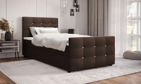 Hnědá kontinentální postel Kansas 120x200 v moderním skandinávském stylu s čalouněným čelem a nohama