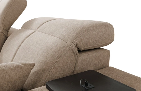 Rohová sedací souprava s funkcí spaní Tesalia III Lux zelená levá pohodlná rohová sedací souprava s výsuvnou podnožkou a posuvnou funkcí opěradla