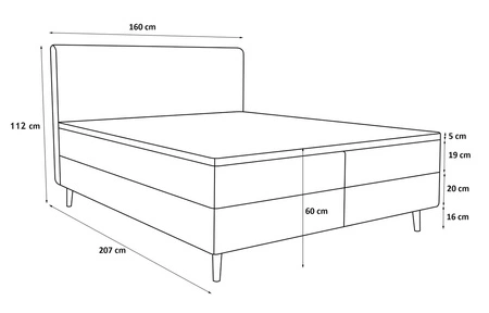 Kontinentální postel Totti 160x200 Indická růžová stylová postel s úložným prostorem trojrozměrná tkanina s výraznými pruhy