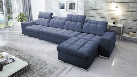 Pohovka na spaní Luigi XII modrá pravostranná stylová rohová pohovka do obývacího pokoje v minimalistickém a elegantním provedení