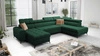 Rohová pohovka s funkcí spaní Bolmso VI zelená levá pohodlná rohová pohovka s nastavitelnými opěrkami hlavy dekorativní prošívání na sedáku