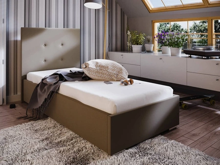 Čalouněná postel Bejar 90x200 tmavě béžová s čelem v moderním stylu ideální do pokoje pro mladé nebo malé ložnice