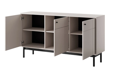 Komoda Modesta 154 cm béžová jednoduchý design ideální komoda do obývacího pokoje nebo ložnice v japonském stylu vysoké dřevěné nohy