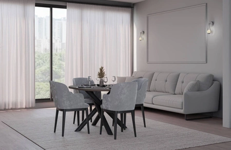 Lyon stůl 100x138 cm wisconsin ořech / černá stylový jídelní stůl na designových pavoučích nohách výškově nastavitelný