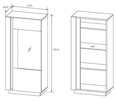 Sestava moderního designového nábytku Adria bílý lesk / dub vnuk skvěle zapadne do každého interiéru