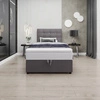 Šedá kontinentální postel Kingston 100x200 v moderním skandinávském stylu s čalouněným čelem s krystaly postel s úložným boxem