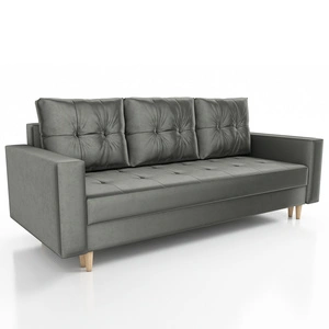 Vaso rozkládací pohovka šedá pohodlná pohovka do obývacího pokoje skandinávský styl dřevěné vysoké nohy kontejner na lůžkoviny