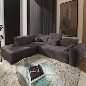 Rohová sedací souprava s funkcí spaní Cetara VII šedohnědá levá vysoce kvalitní rohová sedací souprava do obývacího pokoje s pohodlným posuvným opěradlem