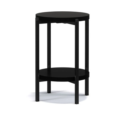 Kulatý konferenční stolek 44 cm Sampi černý s přídavnou policí světlý design masivní kovová podnož nádherná dekorace každého interiéru