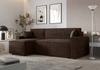 Rohová sedací souprava s funkcí spaní Brandon Bis hnědá levá strana měkká tkanina s charakteristickou smyčkovou povrchovou nádobou na lůžkoviny