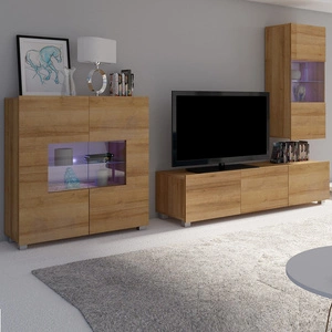 Komoda Apulia VII dub zlatý Výjimečně stylová komoda s jednoduchými skříňkami, která se hodí do každého interiéru