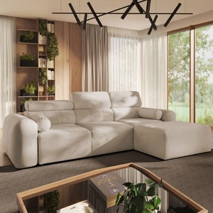 Cantare rohová pohovka s funkcí spaní béžová pravá strana funkční a pohodlná rohová pohovka s moderním designem plyšová látka