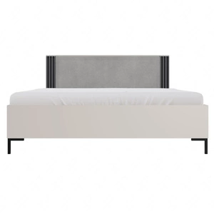 Postel Estan 160x200 cm béžová / antracitová ideální postel do ložnice lemovaná dýhou ABS designové čalouněné čelo