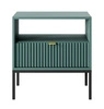 Lovro noční stolek se zásuvkou pastelově zelený vkusný drážkovaný dekor ideální skříňka do ložnice zlatá hrana rukojeť