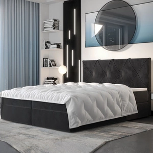 Kontinentální postel Arvada 140x200 grafit v moderním skandinávském stylu s čalouněným čelem