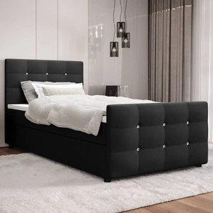 Černá kontinentální postel Kansas 100x200 v moderním skandinávském stylu s čalouněným čelem a nohama