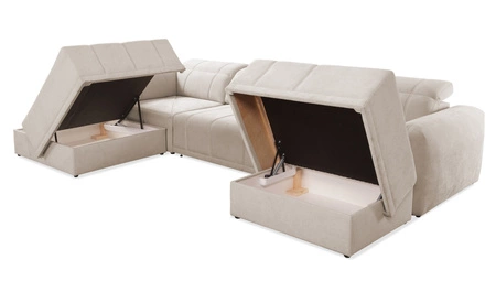 Rohová pohovka s funkcí spaní Cetara VI hnědá pravá strana pohodlná a stylová rohová pohovka s posuvnými opěradly